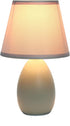 Simple Designs LT2009-GRY Mini Egg Oval Ceramic Table Lamp, Gray