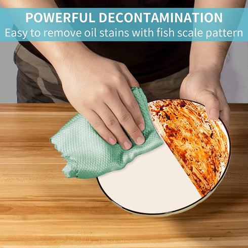 Nanoscale-Cleaning Cloth, Lint Free Cloth Fish Scale 12 PCS Reusable Rags No Scratch Soft Streak-Free for Mirrors, Glass Car, Screen, Dishes (9.8" x 9.8")