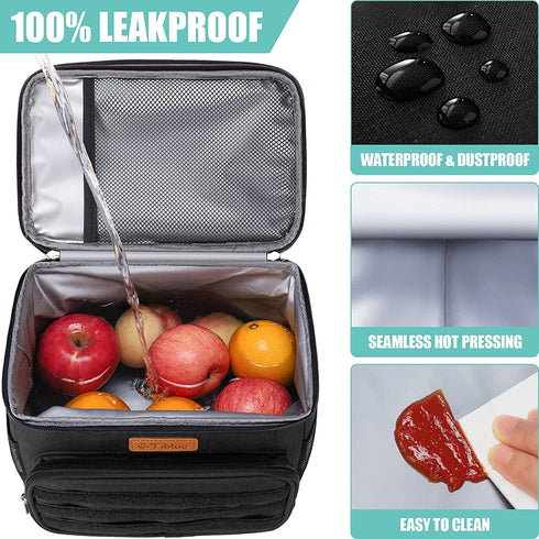 Insulated Lunch Box for Men Women - Leakproof Reusable Lunch Bag with MOLLE Webbing for Office Work School Picnic Gym, Freezable Cooler Tote Bag with Adjustable Shoulder Strap for Tactical Adult/Kids
