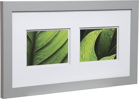 Gallery Solutions Wall Mount Double Mat Picture Frame, 2-5" x 7", Gray/White