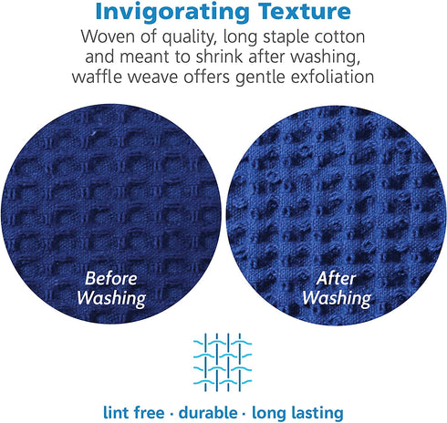 Gilden Tree Waffle Weave Hand Towels for Bathroom Quick Drying Lint Free Thin, Classic Style (Indigo)