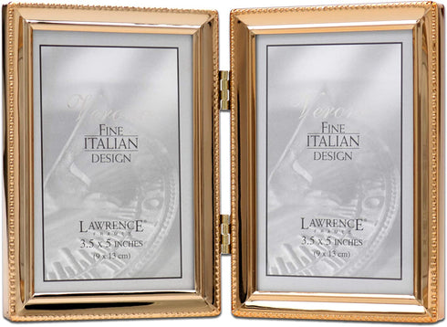 Lawrence Frames Classic Bead Picture Frame, 3.5x5 Double, Gold