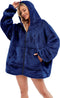 Sviwdsk Weighted Blanket Sweatshirt for Women and Men,Warm Comfy Zip Up Blanket Hoodie Coat,Thick Flannel Fuzzy Blanket with Sleeves and Giant Pocket,32x32,Navy, Kids