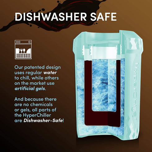 HyperChiller Maxi-Matic Patented Instant Coffee/Beverage Cooler, Ready in One Minute, Reusable for Iced Tea, Wine, Spirits, Alcohol, Juice, 12.5OZ, Mint