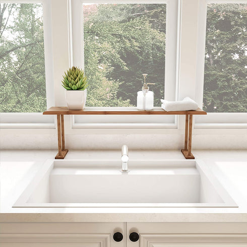 Bamboo Sink Shelf-Countertop Organizer for Kitchen, Bathroom, Bedroom, Office-Space Saving Storage for Soap, Sponges, Cleaners and More by Lavish Home