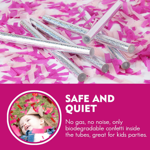 Gender Reveal Confetti Wands Pink 6Pack Tissue Paper Confetti Flick Flutter Sticks for Baby Girl Shower Wedding Birthday Party Supplies Decoration - Pink 14inch