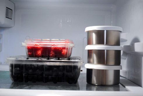Stainless Steel Food Storage Containers - Dips Condiment Containers - Set of 3 - 7oz - Eco Friendly Lunch Containers - Silicone Lids - Portion Control - Reusable