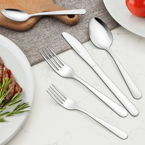 Silverware Set, 40-Piece Silverware Set for 8, Stainless Steel Flatware Cutlery Set, Spoons and Forks Set Suitable for Home/ Restaurant, Mirror Polished & Dishwasher Safe