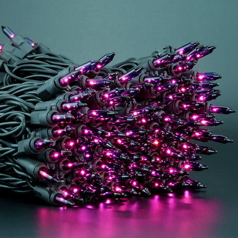 Purple Halloween Lights with Black Wire, 66 Feet 200 Count UL Certified Christmas Lights, Pack of 2 Sets 33 Ft 100 Count Incandescent Mini Lights Set (Purple - Black Wire)