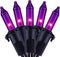 Purple Halloween Lights with Black Wire, 66 Feet 200 Count UL Certified Christmas Lights, Pack of 2 Sets 33 Ft 100 Count Incandescent Mini Lights Set (Purple - Black Wire)