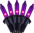 Purple Halloween Lights with Black Wire, 66 Feet 200 Count UL Certified Christmas Lights, Pack of 2 Sets 33 Ft 100 Count Incandescent Mini Lights Set (Purple - Black Wire)
