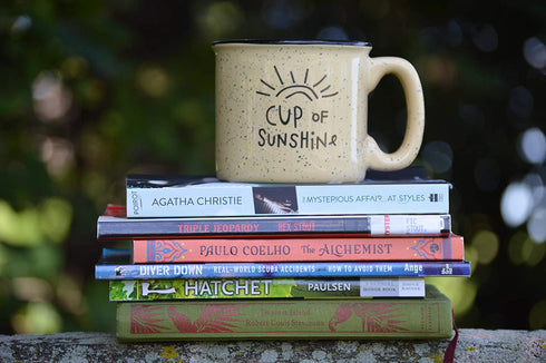 Cup Of Sunshine Cute Ceramic Campfire Coffee Mug - Campfire Gift Mug For Happy Camper - Outdoor Backpacking Mountain Camper Mugs Lovers - Cool Gifts for Friends, Moms, Christmas And Holiday Gift Cup