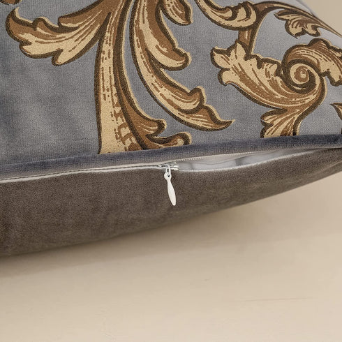 Alerfa 12 x 20 Inch Gray Luxury Velvet European Garden Style Floral Pattern Cushion Case Lumbar Throw Pillow Cover Decorative Pillow for Couch Sofa Living Room Bedroom Car