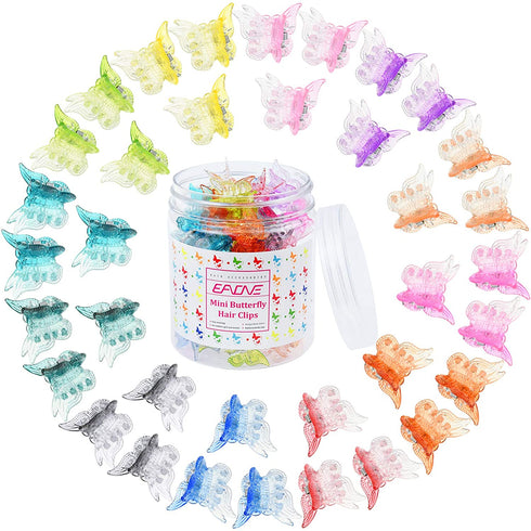 Butterfly Clips 50Pcs, EAONE Pastel Butterfly Hair Clips Cute Mini Small Hair Claw Clips Hair Aesthetic Accessories for 90s 2000s Girls Women’s Hair with Box Package, Gradient Transparency Colors