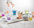 JoyJolt HUE Martini Glasses (7oz) Cocktail Glassware Set of 6, Colored Glass Base. Drinking Glasses, Cocktail Glasses, Stemless Margarita Glasses, Bar Glasses, Shrimp Cocktail Glasses, Juice Glasses