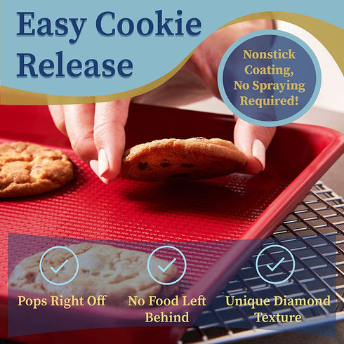 Ultra Cuisine Nonstick Jelly Sheet Pan for Baking - 10x15 inch Red Baking Pan - Easy Clean, Durable, Warp Resistant Cookie Sheet for Roasting & Cooking - Easy Release, Even Baking, Food Safe Coating