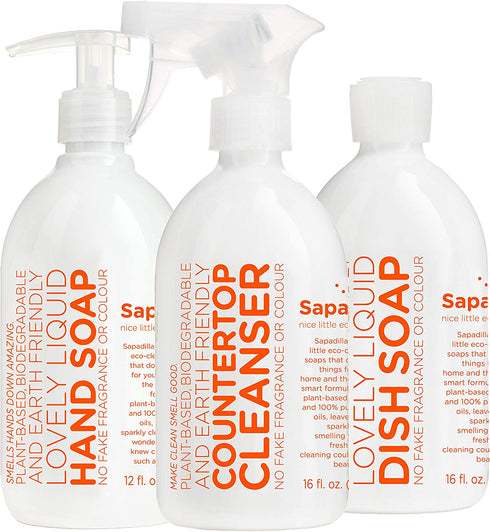 Sapadilla Grapefruit + Bergamot Dish Soap, Hand Soap & Countertop Cleanser, Variety Pack