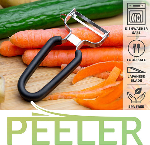 LURCH Germany Universal Ultra Sharp Stainless Steel Vegetable Y Peeler for Potatoes, All Fruits & Veggies | Non-Slip Comfortable Handle | 5.1 x 2.3 Inches / 13 cm x 6 cm - Black