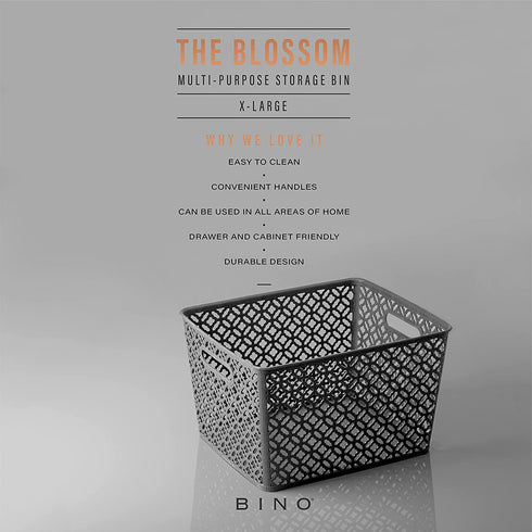 BINO Woven Plastic Storage Basket, X-Large (Grey)