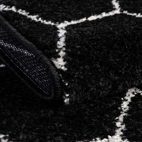 Unique Loom Trellis Frieze Collection Area Rug-Modern Morroccan Inspired Geometric Lattice Design, 2 x 3 ft, Black/Ivory