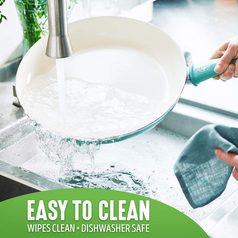 GreenLife Soft Grip Healthy Ceramic Nonstick 12" Frying Pan Skillet, PFAS-Free, Dishwasher Safe, Turquoise