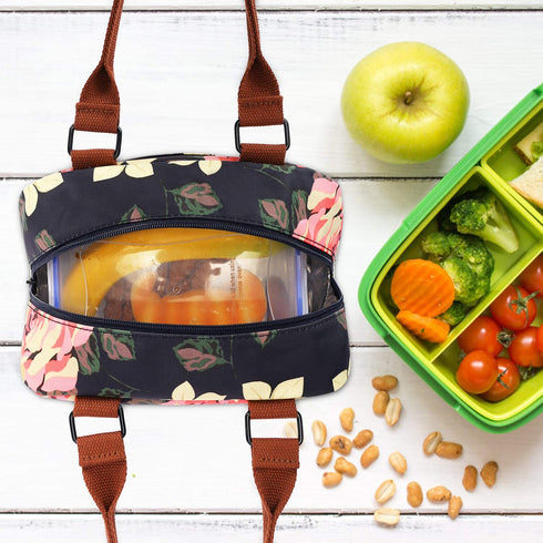 LOKASS Lunch Bag for women Insulated Lunch Tote Fashionable Cooler Bag Thermal Lunch Box with Detachable Shoulder Strap for Work/Picnic/Beach(Peony)