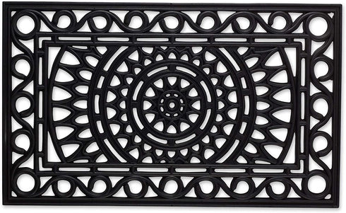 DII Rubber Doormats Collection All Weather, 18x30, Sun Scroll