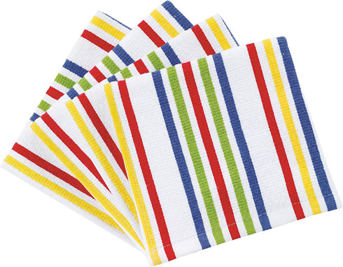 T-Fal Textiles 22418 2-Pack 100-Percent Cotton Print Dual Sided Dish Cloths, Stripe Red Multi Pattern, 4 Pack