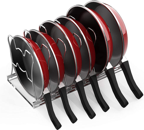 Simple Houseware 7 Adjustable Compartments Pot and Pan Organizer Rack Lid Holder, Chrome