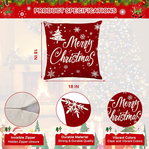 Christmas Pillow Covers 18x18 Set of 4 Rustic Buffalo Plaid Farmhouse Cushion Pillow Case for Christmas Decorations Indoor Living Room Home Couch