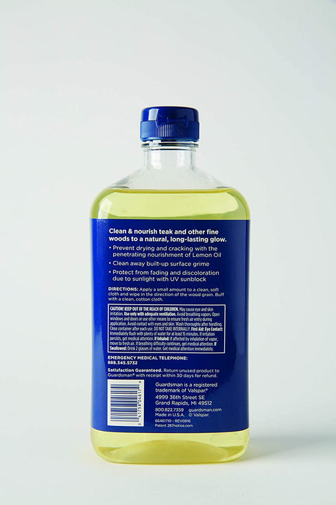 Guardsman Revitalizing Lemon Oil For Wood Furniture - 16 oz- UV protection, Cleans, Restores and Protects - 461700