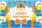 Allenjoy 68" x 45" Construction Happy Birthday Themed Backdrop for Kids Party Decors Props Blue Cartoon Fire Truck Digger Background Supplies Banners Baby Boy Cake Smash Pictures Shoot Favors