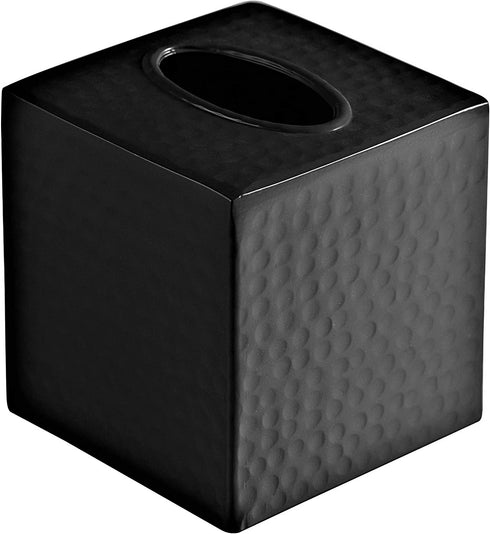 Monarch Abode Monarch Hand Hammered Metal Tissue Box Cover, Matte Black