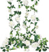 CEWOR 4pcs 26.2ft Artificial Rose Garlands Fake Silk White Rose Flowers Hanging Vines for Wedding Party Home Wall Garden Hotel Outdoor Decor
