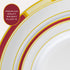 Laura Stein Designer Dinnerware Set | 32 Disposable Plastic Party Plates | Plates with Burgandy Rim & Gold Accents | Includes 16 x 10.75" Dinner Plates + 16 x 7.5? Salad Plates | Venetian