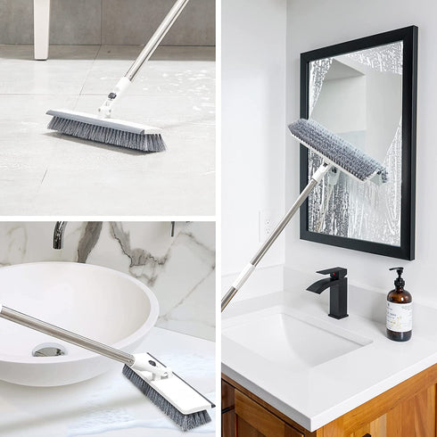 Keypan 2 Pack Scrub Brush for Cleaning, Floor Scrub Brush with Long Handle 50" and Adjustable Head, Cleaning Scrubber Brush for Shower Deck Bathtub Tub Tile Grout Bathroom Patio Kitchen