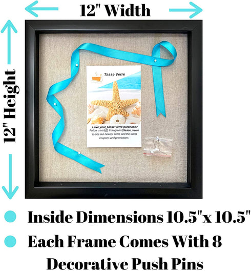 Tasse Verre 12x12 Display Shadow Box Frame with Linen Background and 8 Stick Pins - Large Shadowbox Picture Frame - Box Display Frame, Baby & Sports Memorabilia, Uniforms, Military Medals, Wedding