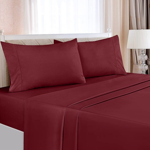 Utopia Bedding Full Bed Sheets Set - 4 Piece Bedding - Brushed Microfiber - Shrinkage and Fade Resistant - Easy Care (Full, Burgundy)