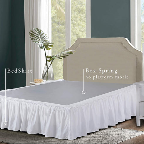 Bed Maker™s Never Lift Your Mattress Microfiber Wrap-Around Bed Skirt, Gathered Ruffled Style, Classic 14 Inch Drop Length, Full, White