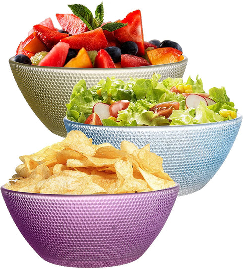 Hedume Set of 12 Colorful Glass Bowls, 8.5 OZ Glass Prep Bowls, Stackable Glass Salad Bowl, Glass Prep Bowls Serving Bowls for Kitchen Prep, Dessert, Dips, Candy, Nuts, Snack
