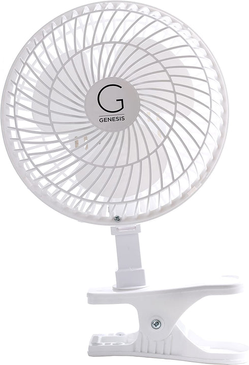 Genesis 6-Inch Clip Convertible Table-Top & Clip Fan Two Quiet Speeds - Ideal For The Home, Office, Dorm, More White (A1CLIPFANWHITE)
