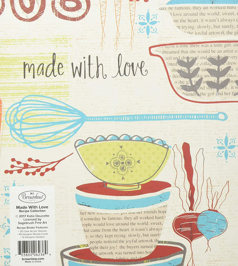 Brownlow Gifts Recipe Binder Set with Plastic Page Protectors and Recipe Cards, Made With Love