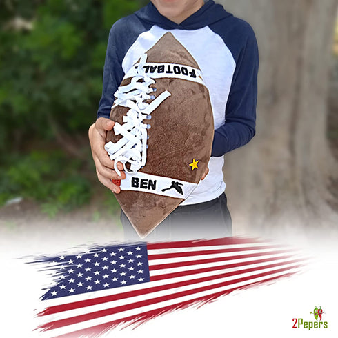 2Pepers Make Your Own American Football Pillow, Arts and Crafts Kit for Kids, Toy Gifts for Boys and Girls Ages 3 4 5 6 7 8 9 10 Years and Up (No Sewing Needed), DIY Stuffed Football Pillow Project.
