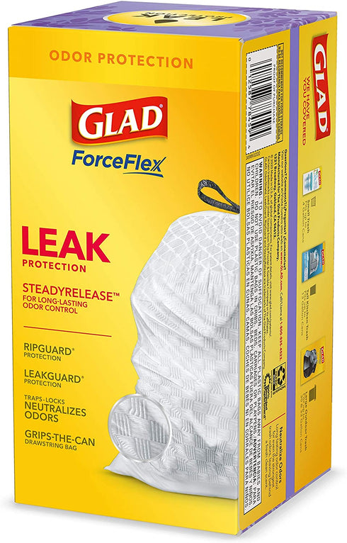 Glad Tall Kitchen Trash Bags, 13 Gal, White, 40 Ct