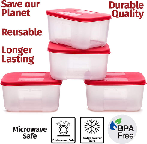 Quicker Defrost- Reusable Freezer Containers with Lids Set of 4-23.5 oz. for Soups, Leftovers, Meal Prep, Food Storage Airtight Food Storage Containers With Lids Plastic Freezer Containers Jars