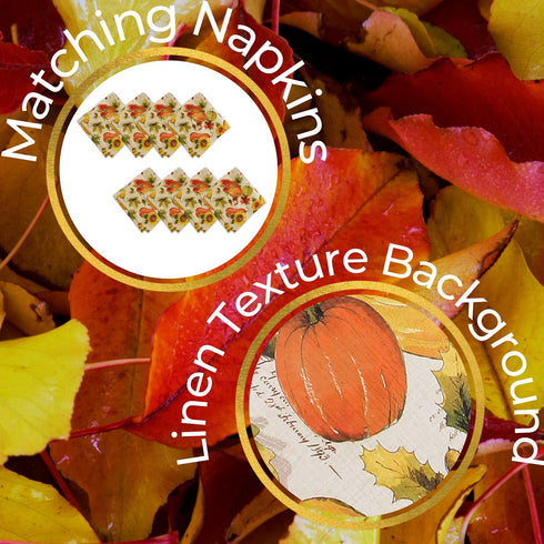 Elrene Home Fashions Grateful Season Printed Fabric Napkins for Fall/Harvest/Thanksgiving, Set of 8, 17 in x 17, Multi, 8 Count