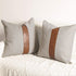 Farmhouse Decoration Pillow Covers 18x18 inch Set of 2 Modern Faux Leather and Ticking Stripe Pillow Covers Boho Indoor Outdoor Decor Cushion Covers for Couch Sofa,Gray