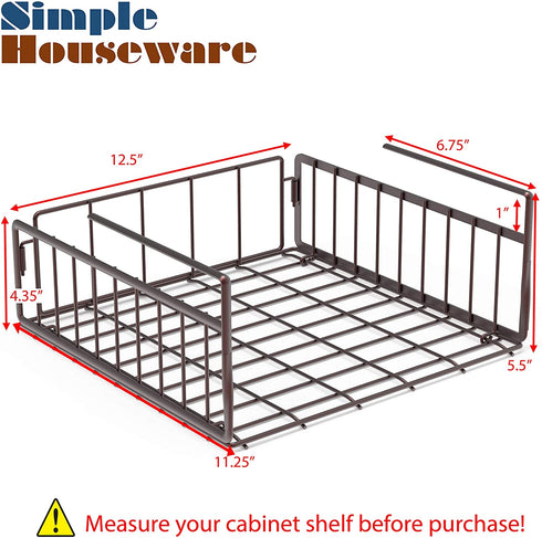 2 Pack - SimpleHouseware Under Shelf Basket, Bronze