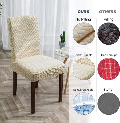 Genina Chair Covers for Dining Room Set of 4 Chair Covers Dining Chair Slipcovers Stretch Kitchen Parsons Chair Covers,Beige