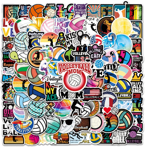 100 Pcs Volleyball Stickers,Volleyball Stickers Gifts,Volleyball Gifts for Teen Girls,Stickers for Water Bottles Rewards Decal Laptop Hydro Flask Water Bottle Car Computer Guitar Skateboard Luggage